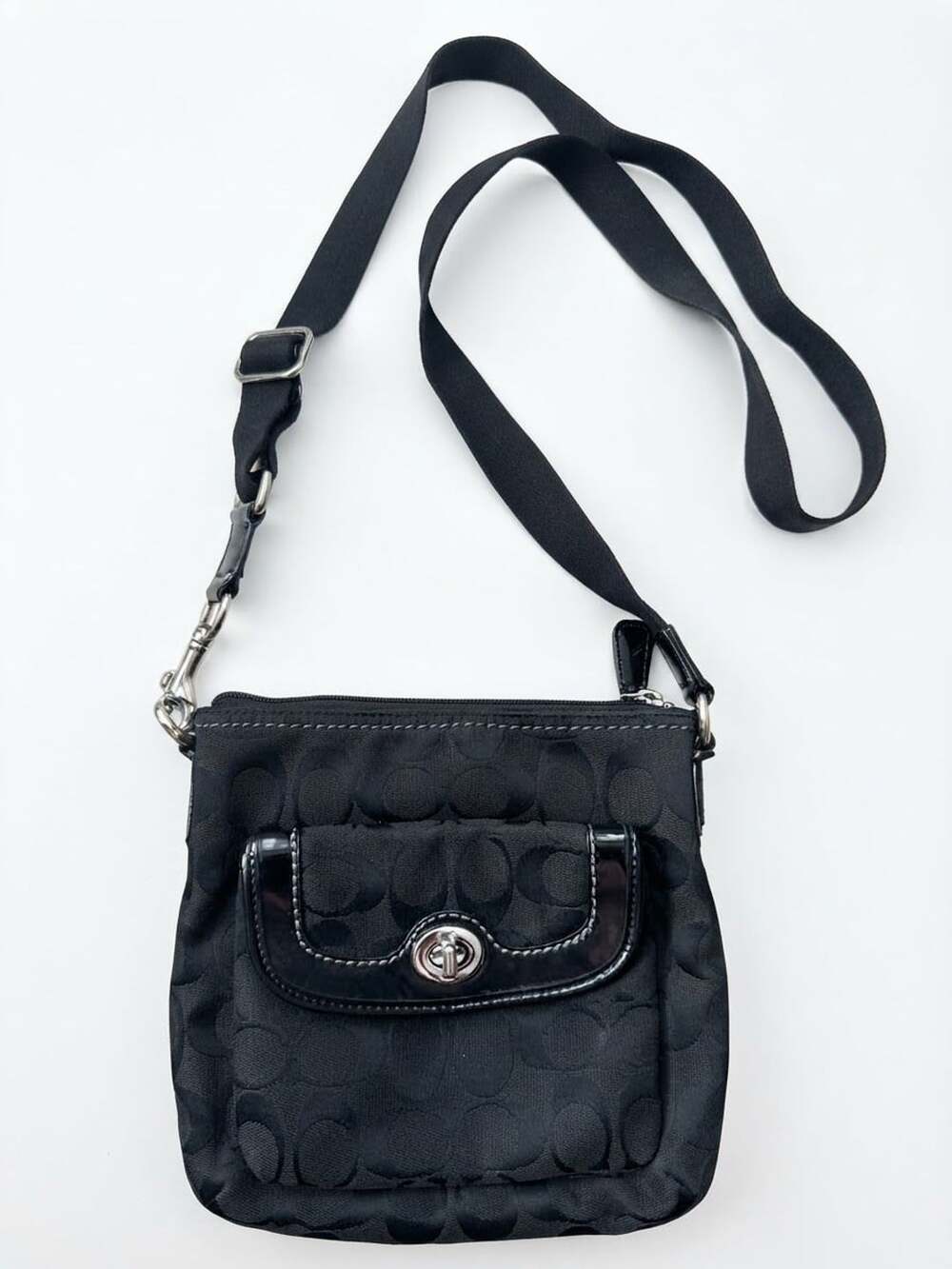 Coach Black Signature C Poppy Crossbody Bag